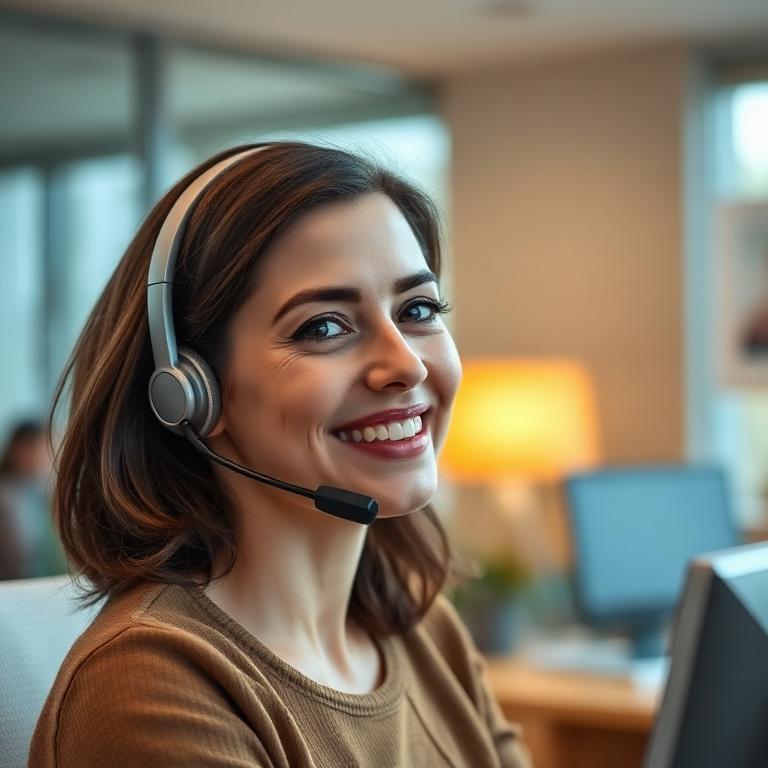 A care specialist at her desk, ready to talk